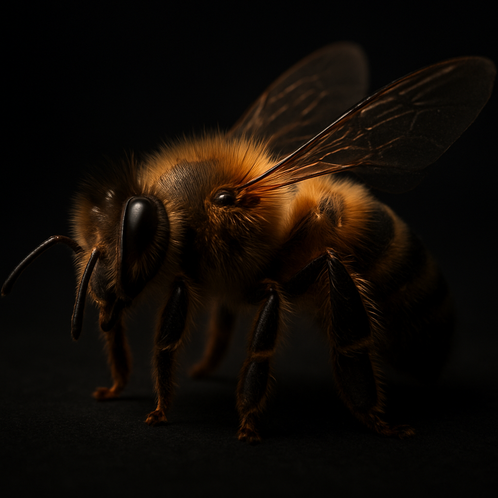 Macro close-up of a honey bee — DGS bee nest relocation
