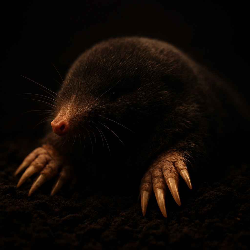 Mole emerging from dark soil — DGS mole control